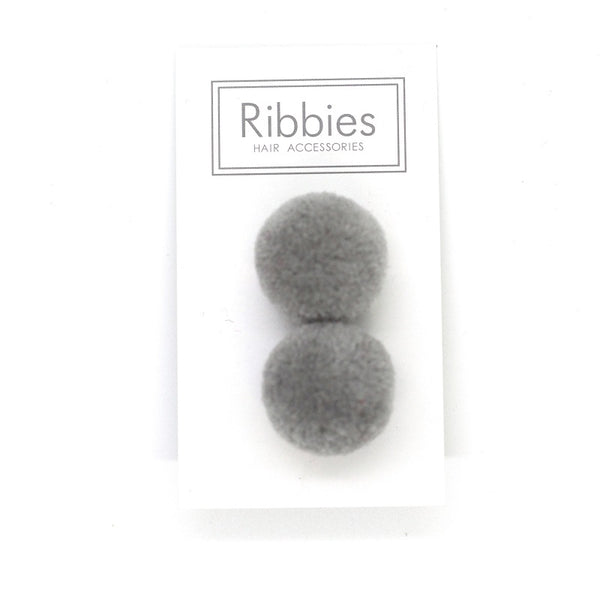 Pom Pom Elastic - Grey on Pastel Pink