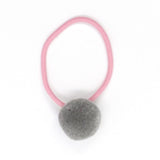 Pom Pom Elastic - Grey on Pastel Pink