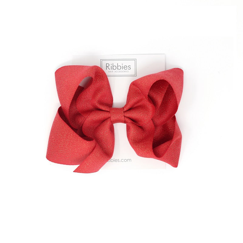 XX Large Sparkly Hair Bow - Red