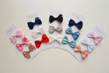 Set of 3 Medium Triple Bows - Navy, White & Red