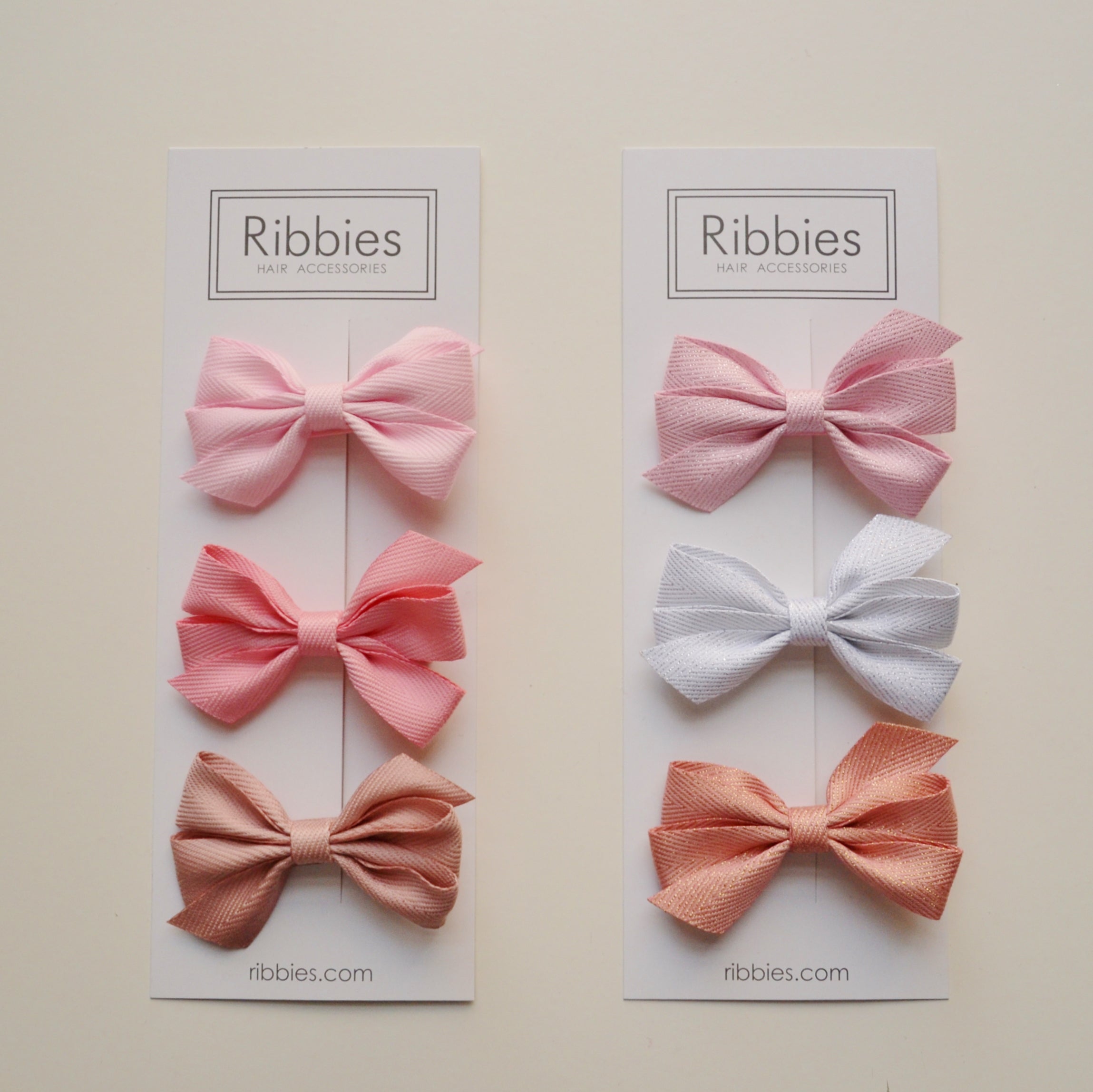 Set of 3 Medium Triple Sparkly Bows - Pastel