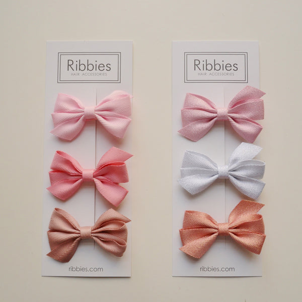 Set of 3 Medium Triple Bows - Pink