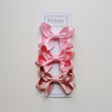 Medium Looped Hair Bows - Pink - Set of 3