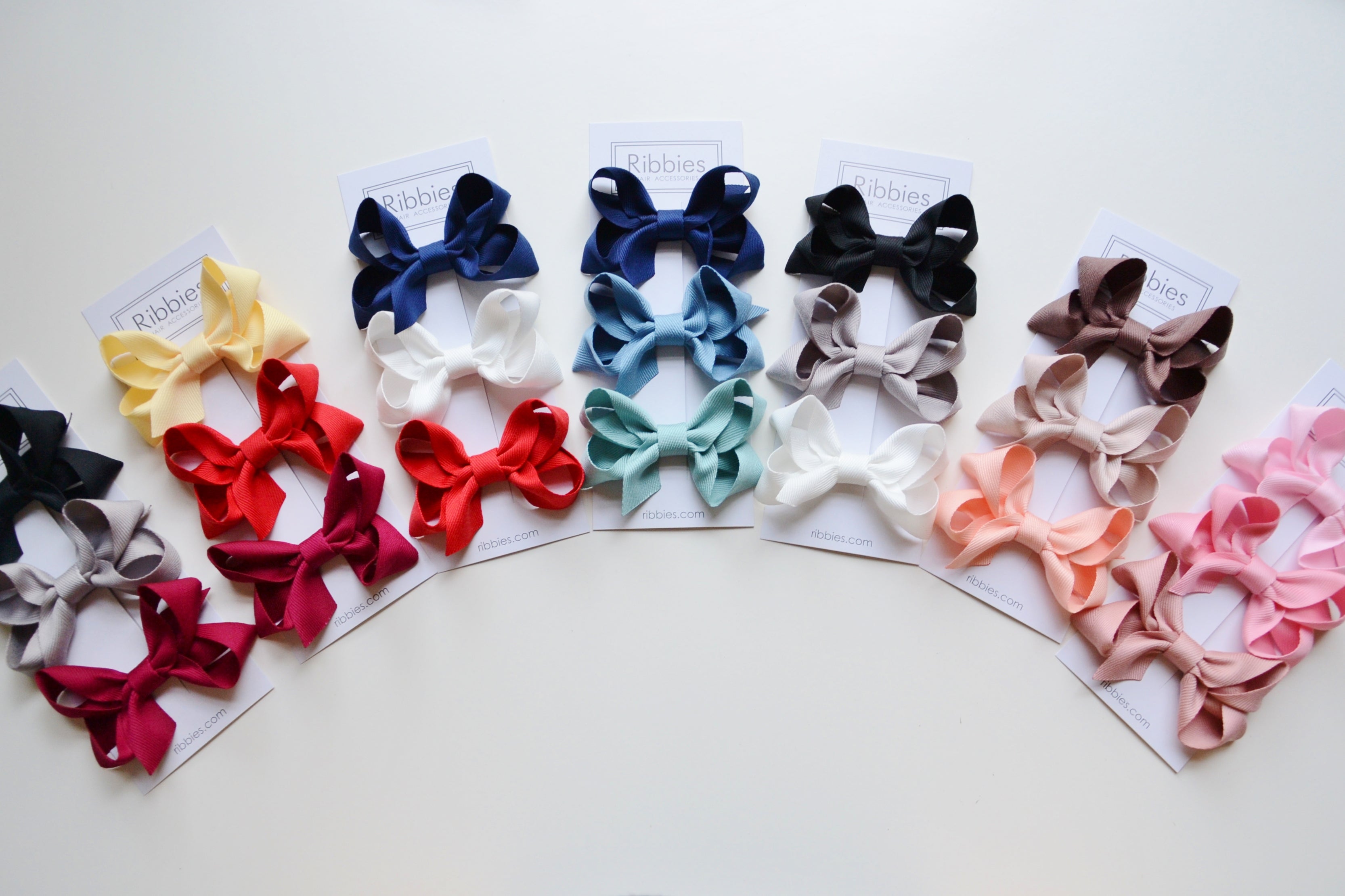 Medium Looped Hair Bows - Yellow, Red & Burgundy - Set of 3