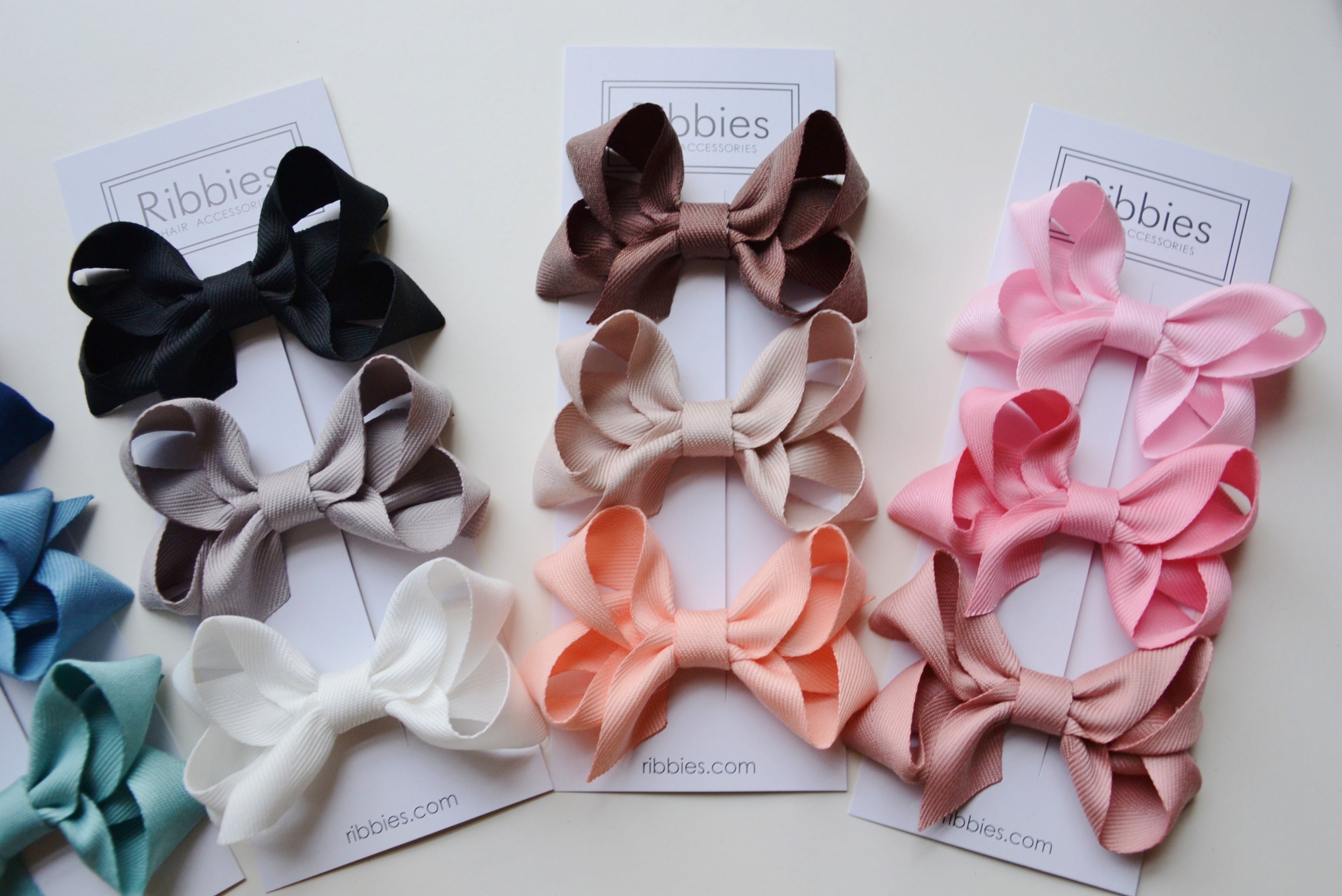 Medium Looped Hair Bows - Pink - Set of 3