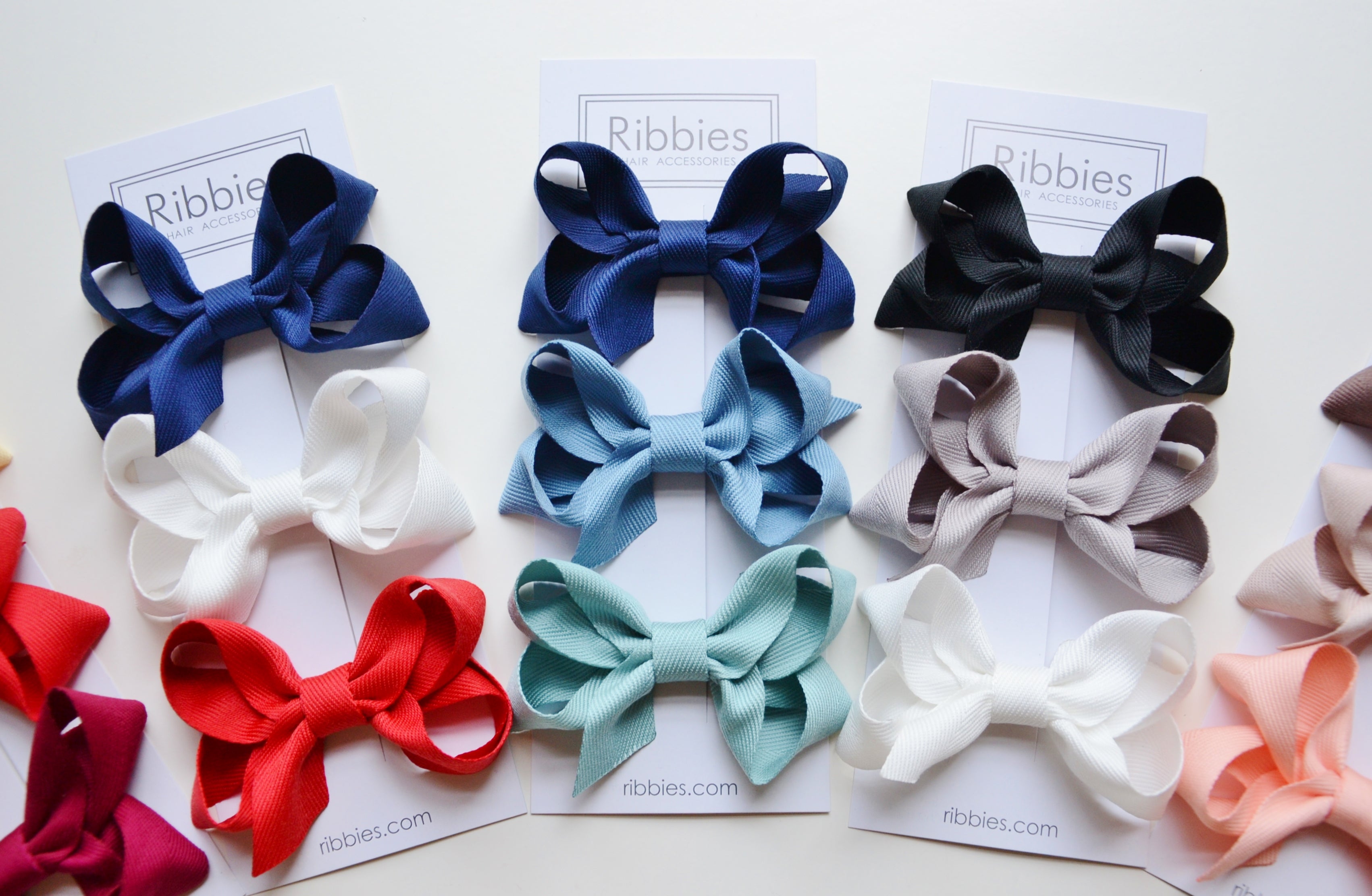 Fiocchi per capelli ad anello medi - Blu navy, blu francese e acquamarina - Set da 3