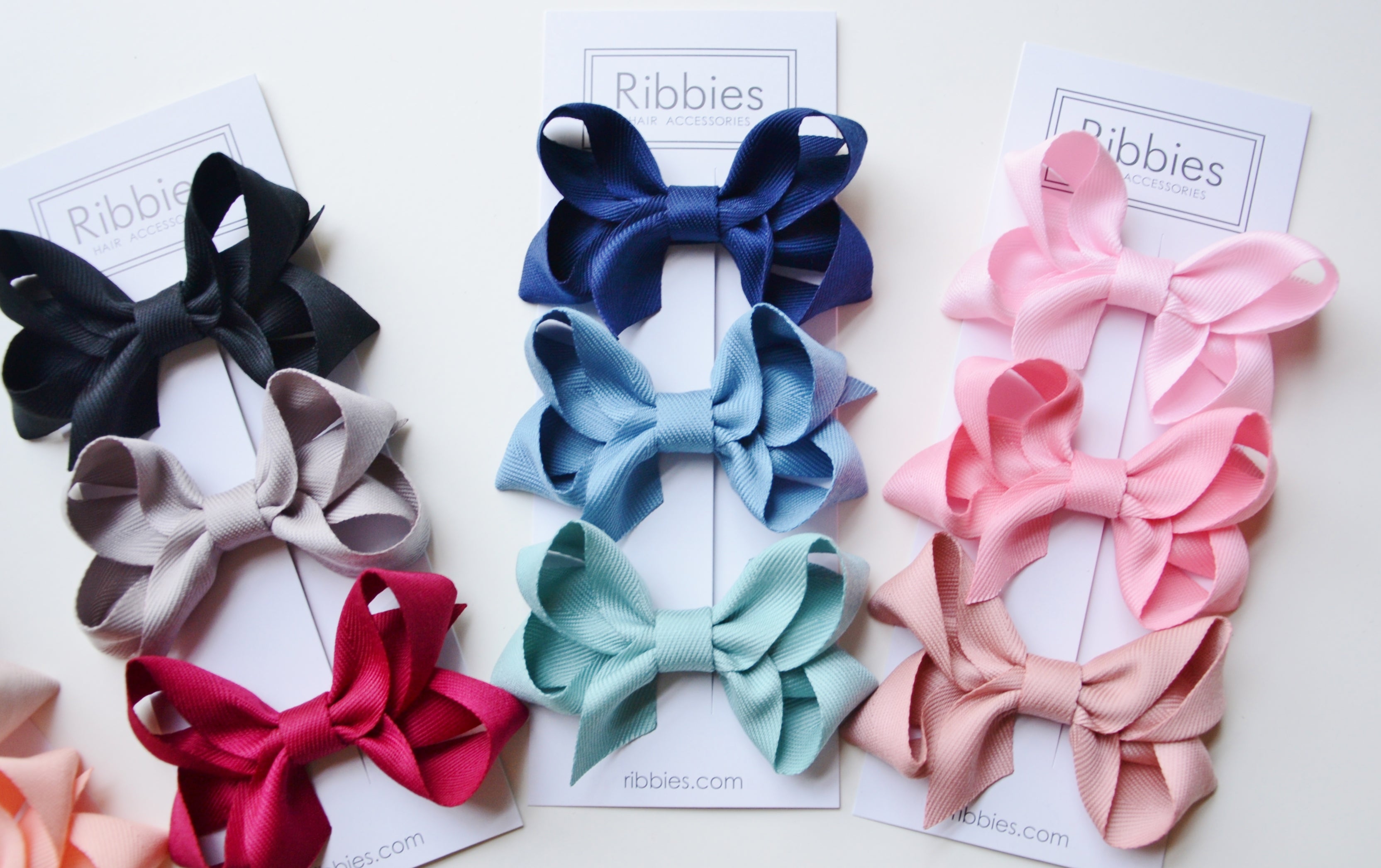 Medium Looped Hair Bows - Pink - Set of 3