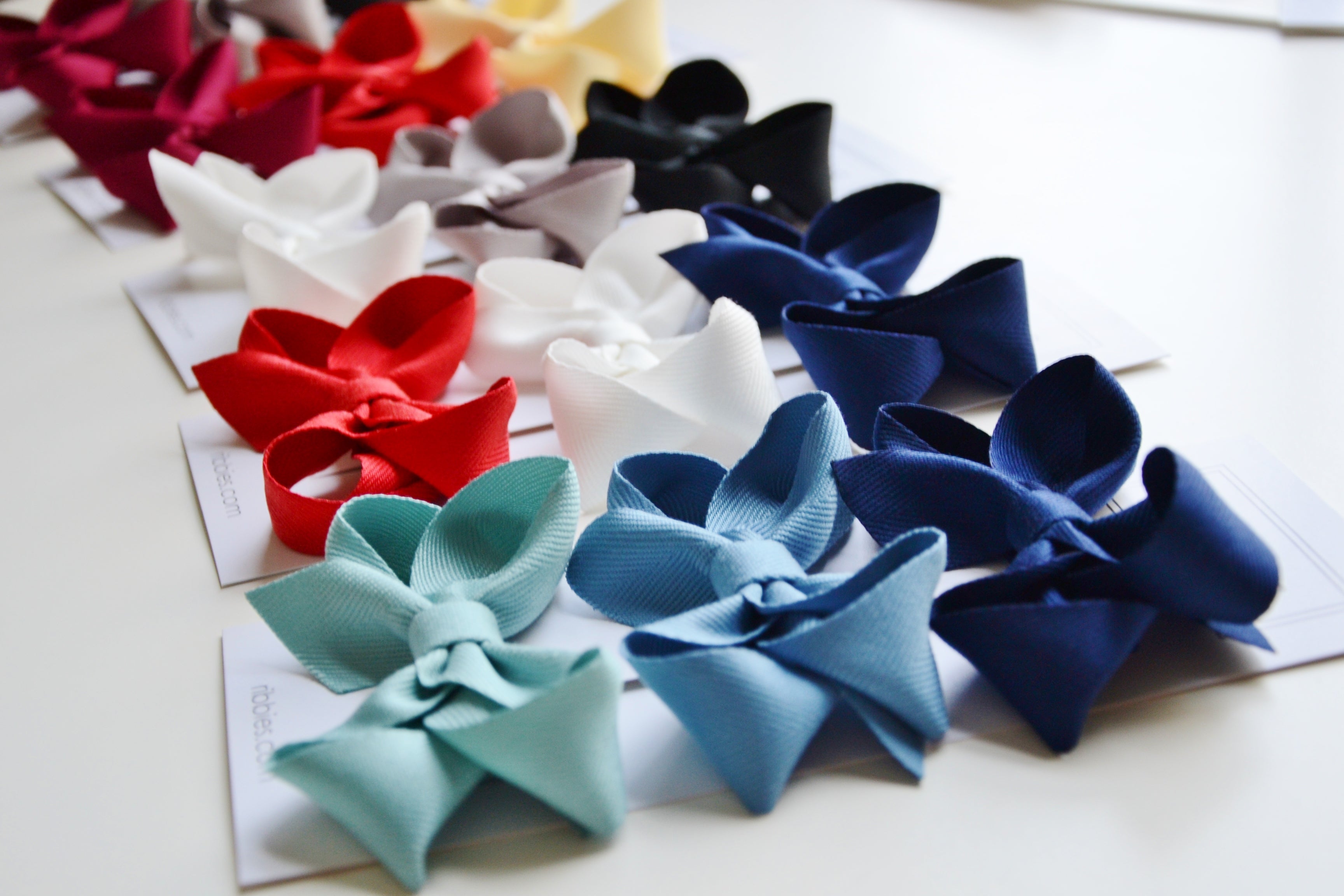 Fiocchi per capelli ad anello medi - Blu navy, blu francese e acquamarina - Set da 3