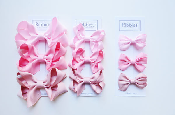 Set of 3 Medium Triple Bows - Pink