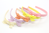 Thin Chevron Bow Headband - Lime