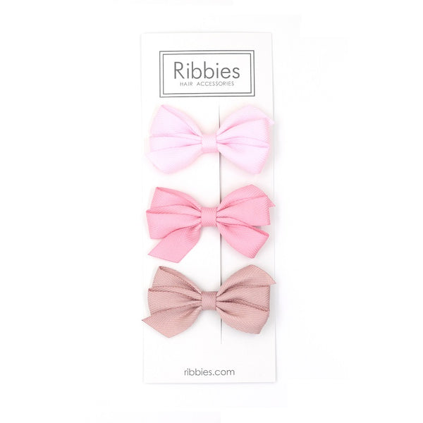 Set of 3 Medium Triple Bows - Pink