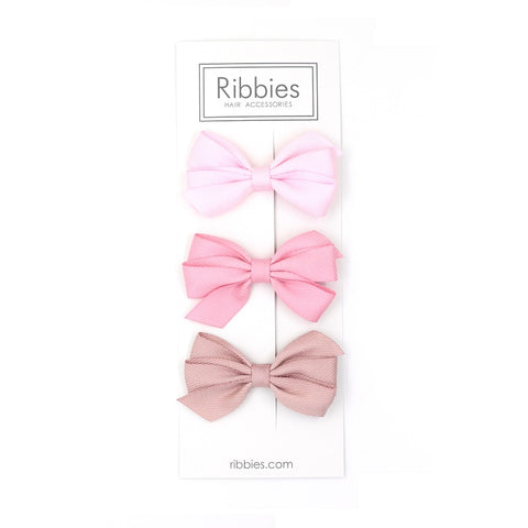 Set of 3 Medium Triple Bows - Pink