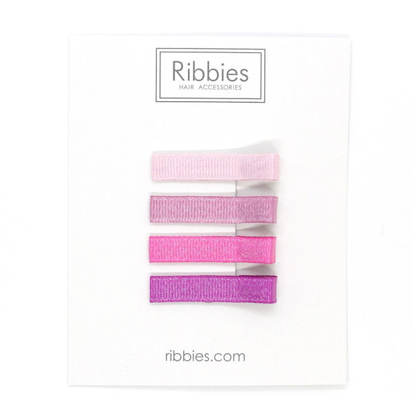 Simple Clip Set of 4 - Sparkly Pink