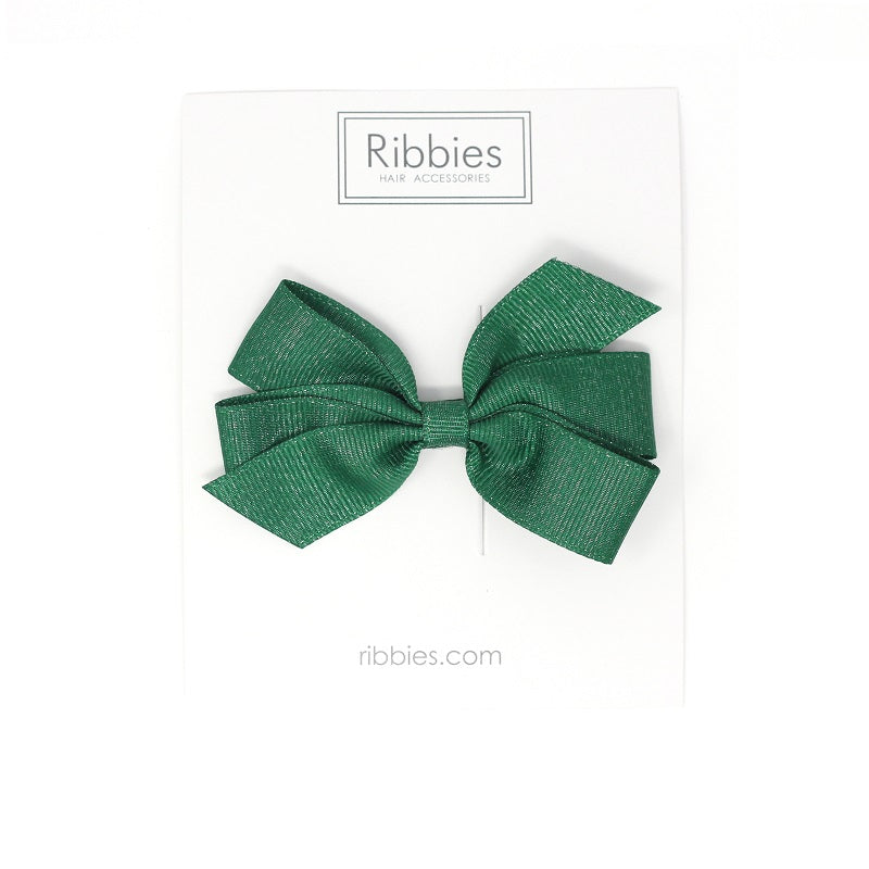Medium Bow sparkly bow for girls, green. Perfect hair accessory for Christmas!