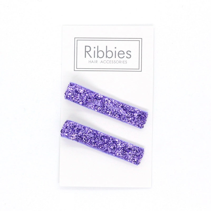 tommelfinger øverst sø Hair Clips Pair - Sparkle - Lavender | Ribbies Hair Accessories