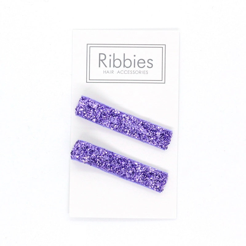 Hair Clips Pair - Sparkle - Lavender