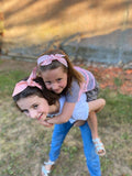 Bow Headband - Stripes - Blue & White