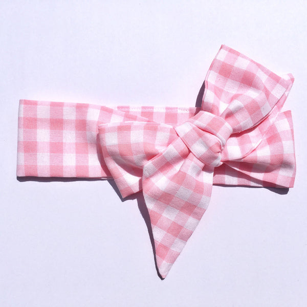 Gingham Fabric Headwrap - Pastel Pink