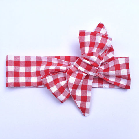 Gingham Fabric Headwrap - Red