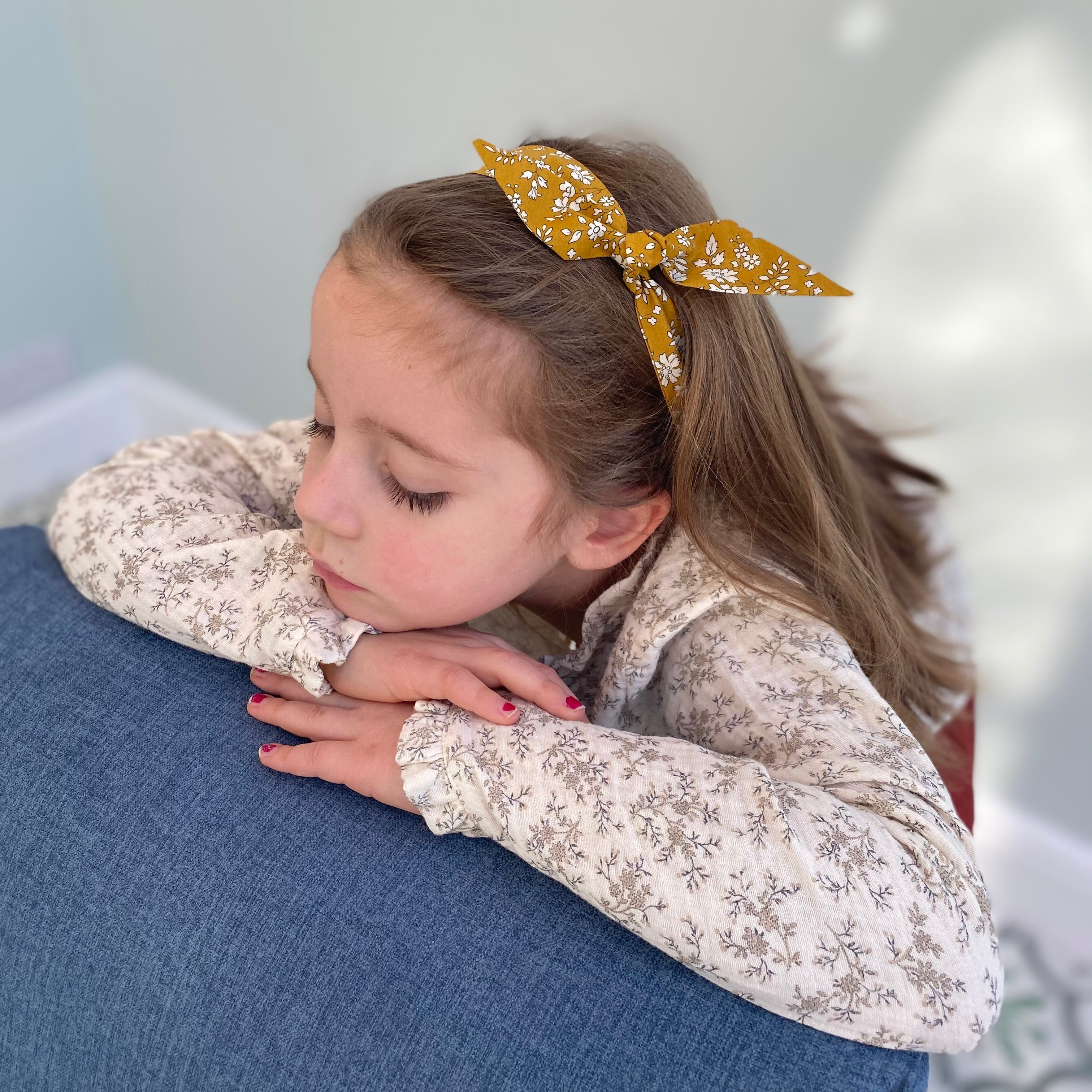 Capel Mustard Liberty of London Bow headband, toddler size